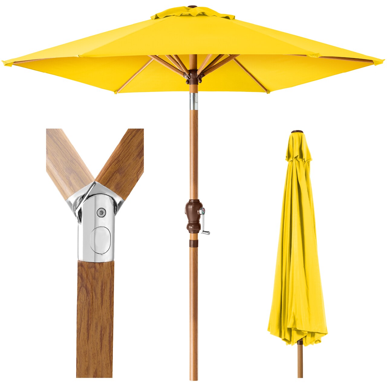 Best Choice Products 10ft Outdoor Woodgrain Pattern Steel Market Patio Umbrella w/ Crank, Tilt